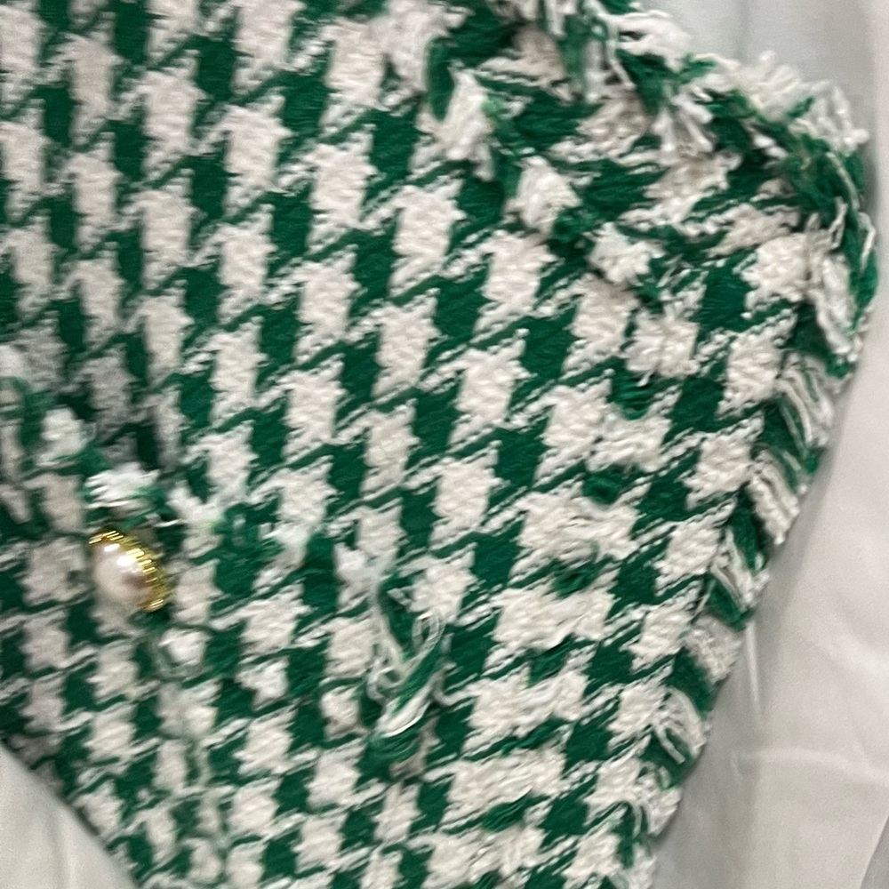 NWT ⚜️💚⚜️ NANETTE NANETTE LEPORE ELIOT HOUNDSTOOTH JACKET IN GREEN - Picture 3 of 5